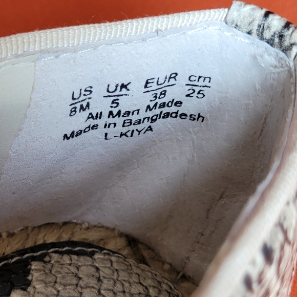 Franco Sarto Kiya Spadrilles Snakeskin Flats Size 8 - Picture 10 of 10